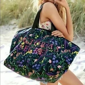 Victoria's Secret Floral Cotton Polyester Weekend Tote Bag